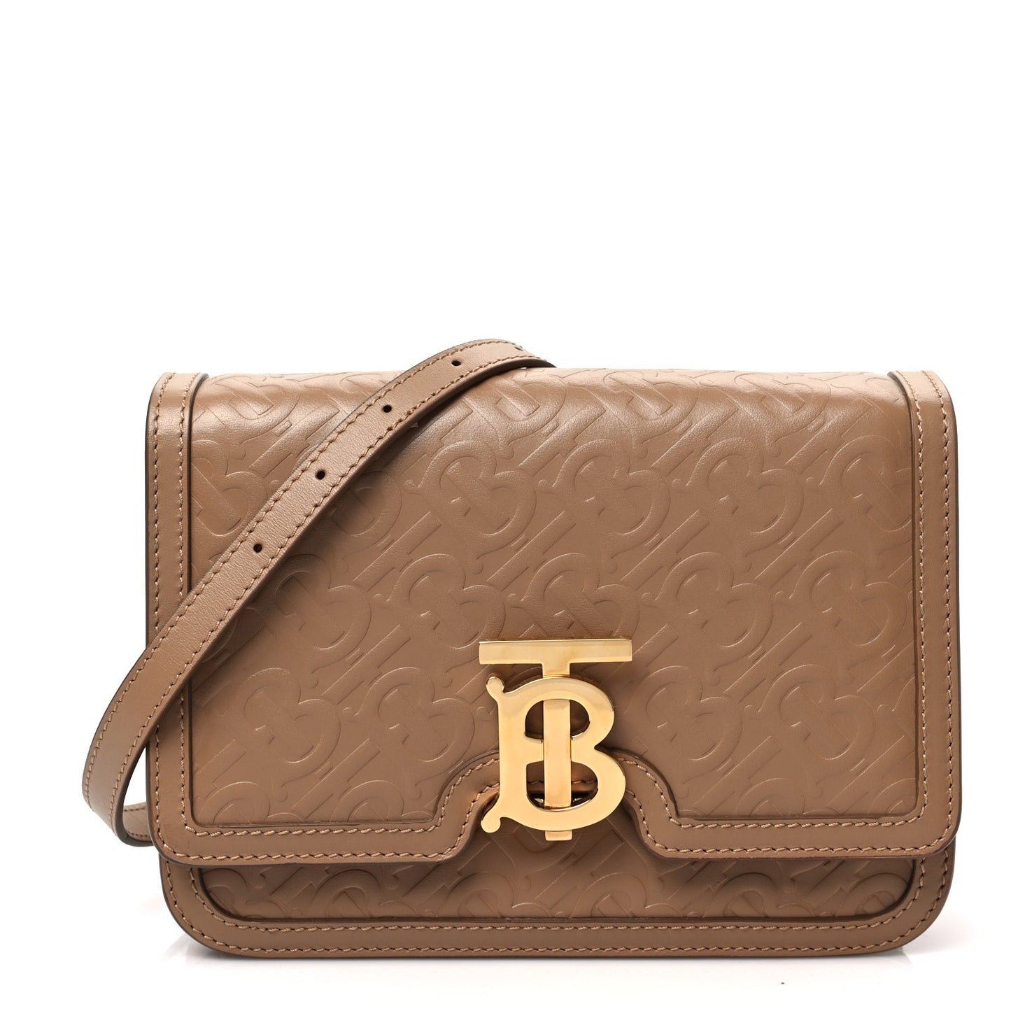Calfskin Monogram Embossed Small TB Bag Light Camel