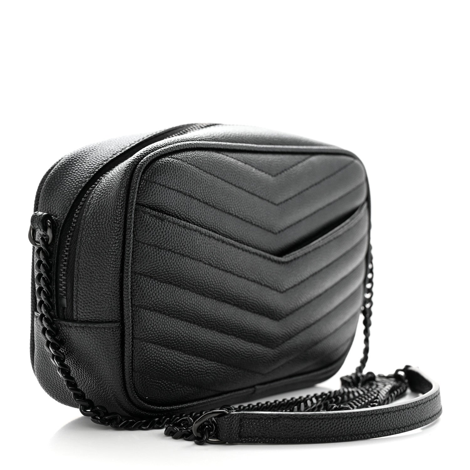Saint Laurent Grain De Poudre Matelasse Monochrome Monogram Mini Lou Camera Bag Black 3 of 11
