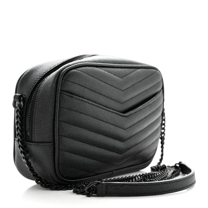 Saint Laurent Grain De Poudre Matelasse Monochrome Monogram Mini Lou Camera Bag Black 3 of 11