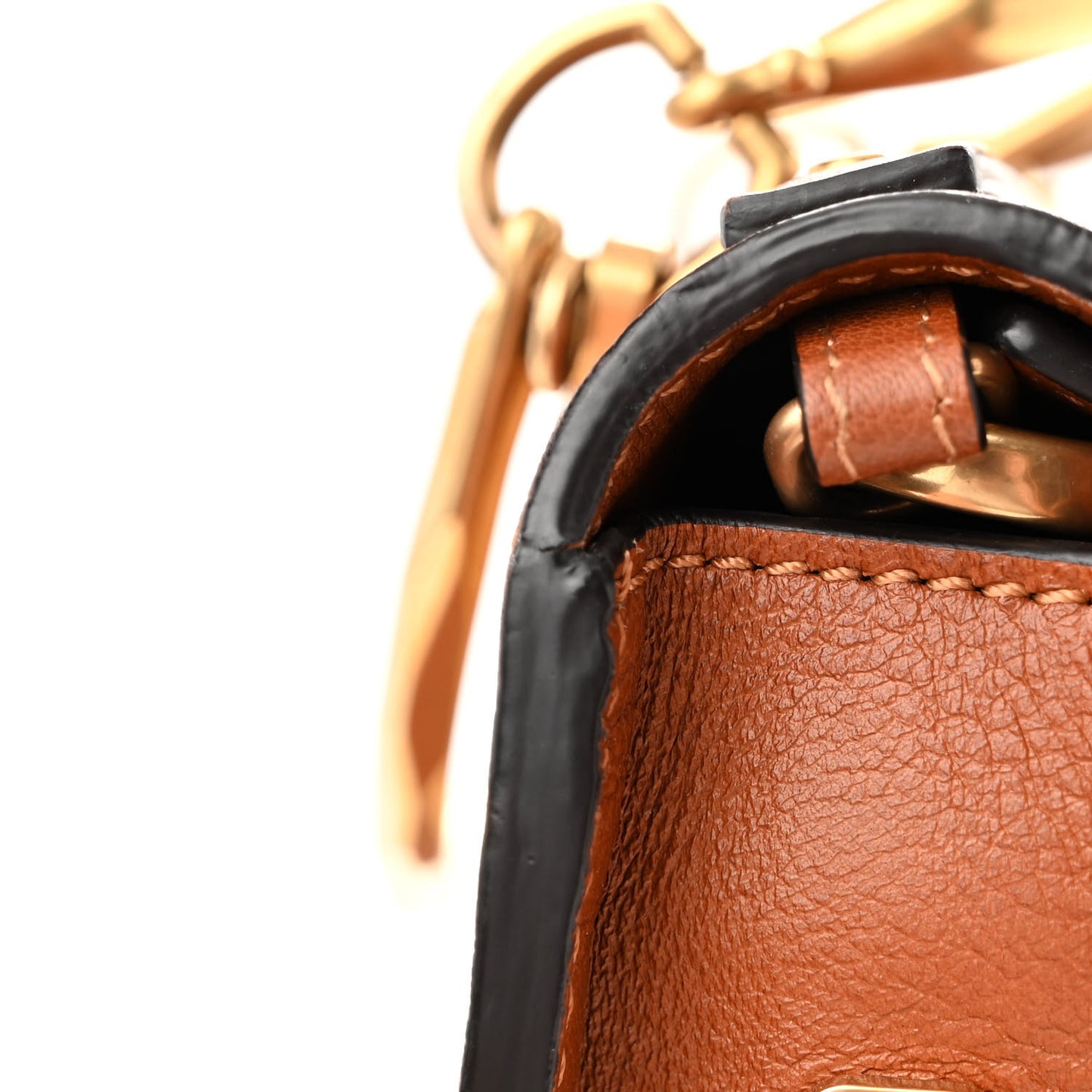 Calfskin Small Nile Bracelet Minaudiere Bag Caramel