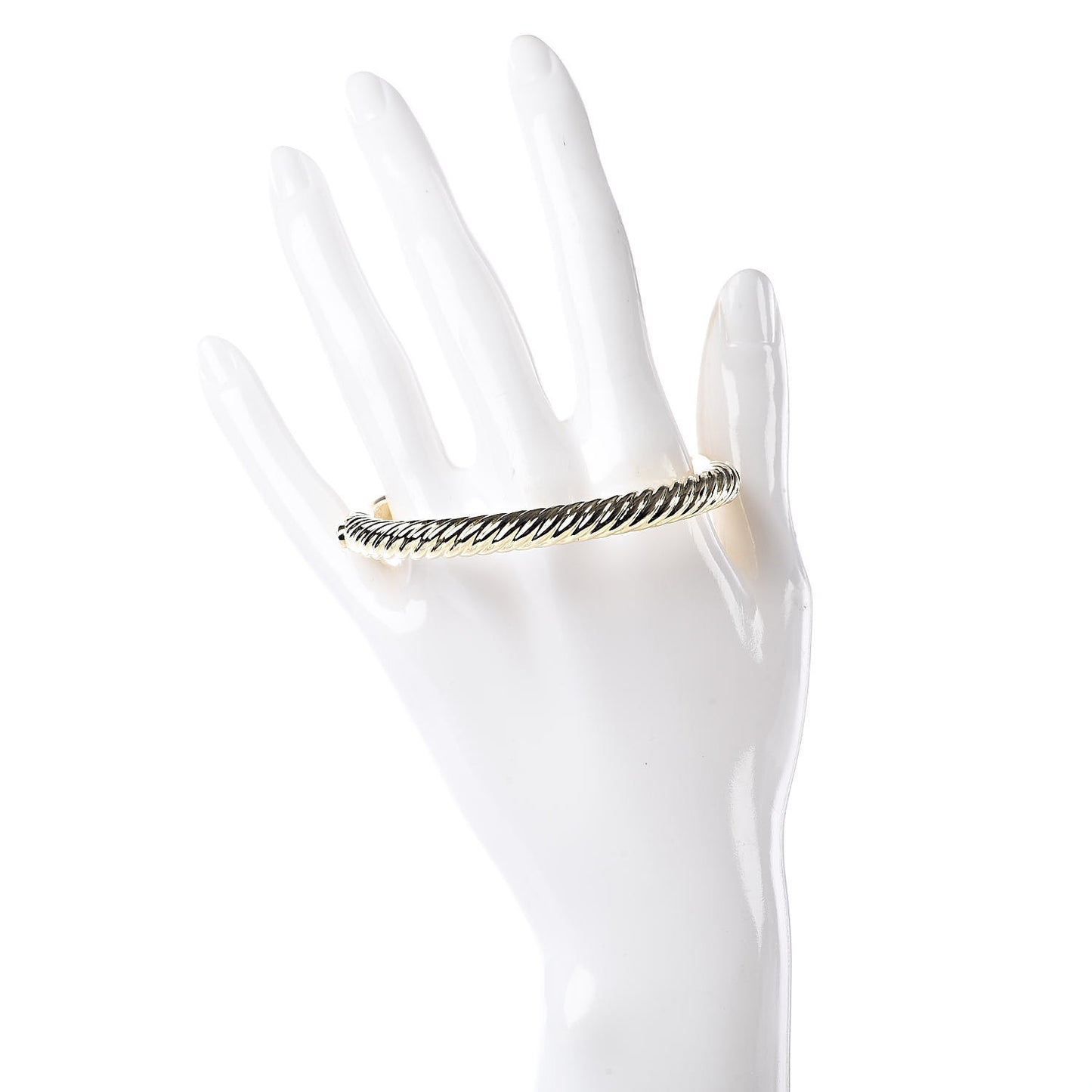 18K Yellow Gold 7mm Cable Hinged Bangle Bracelet