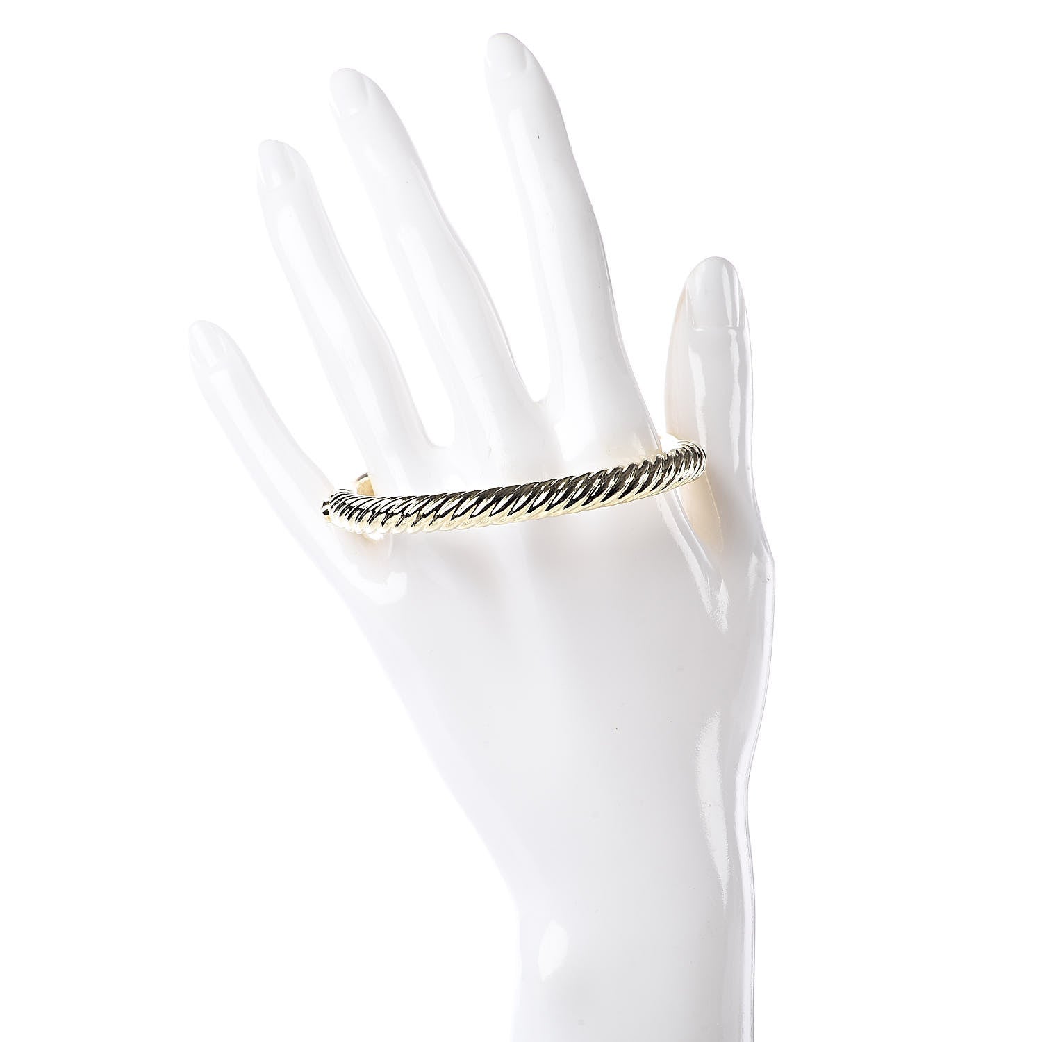 David Yurman 18K Yellow Gold 7mm Cable Hinged Bangle Bracelet 2 of 5