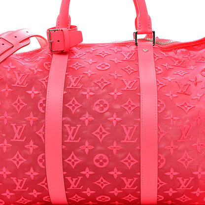 Louis Vuitton Monogram Fluo See Through Keepall Bandouliere 50 Rose 9 of 11