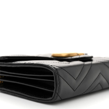 Gucci Calfskin Matelasse GG Marmont Chain Wallet Black 10 of 12