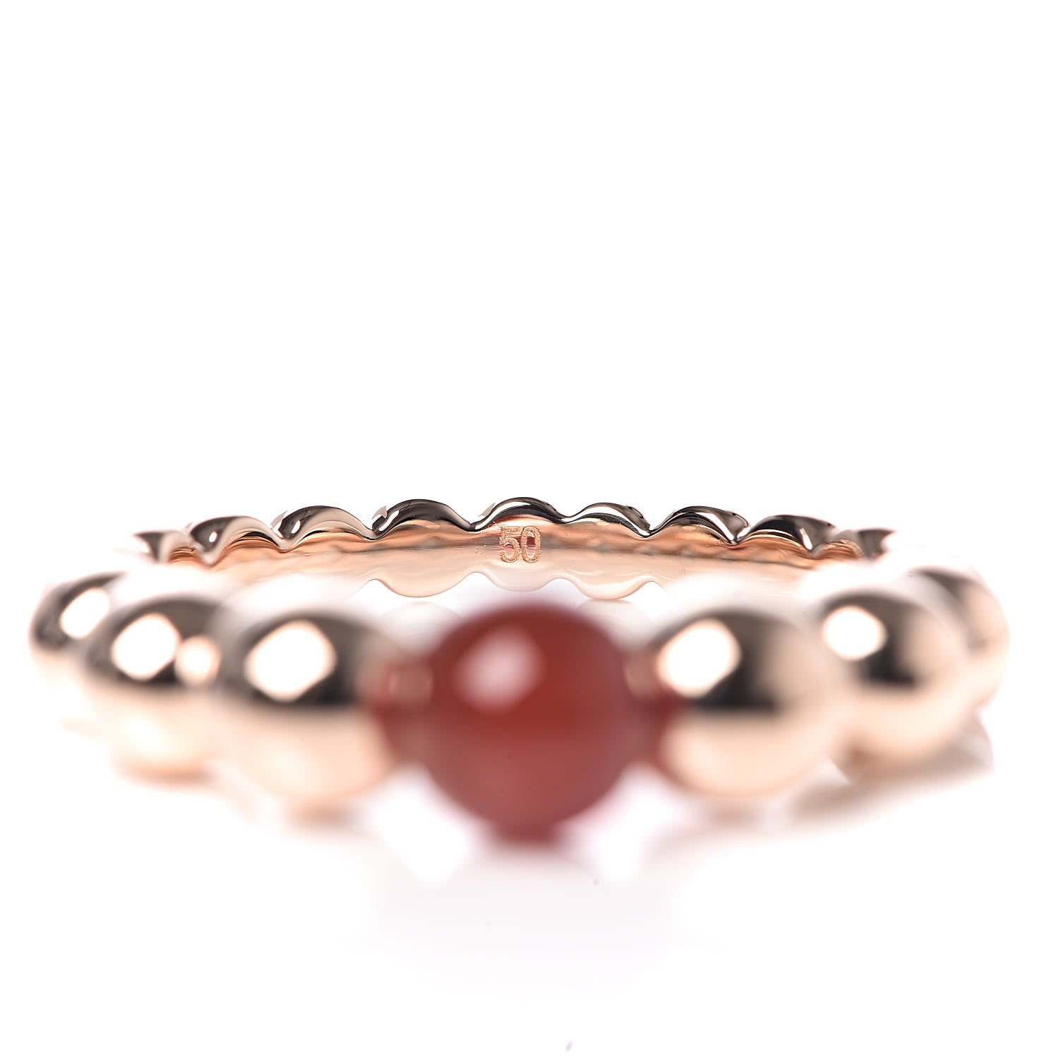 Van Cleef & Arpels 18K Rose Gold Carnelian Perlee Couleurs Variation Ring 50 5.25 6 of 7