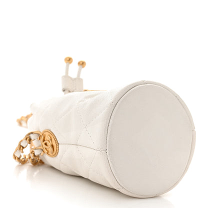 Chanel Caviar Quilted Twist Your Buttons Mini Bucket Bag White 4 of 10