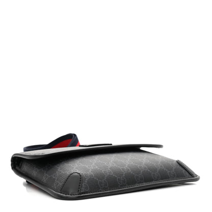 Gucci GG Supreme Monogram Web Slim Belt Bag Black Grey 4 of 11