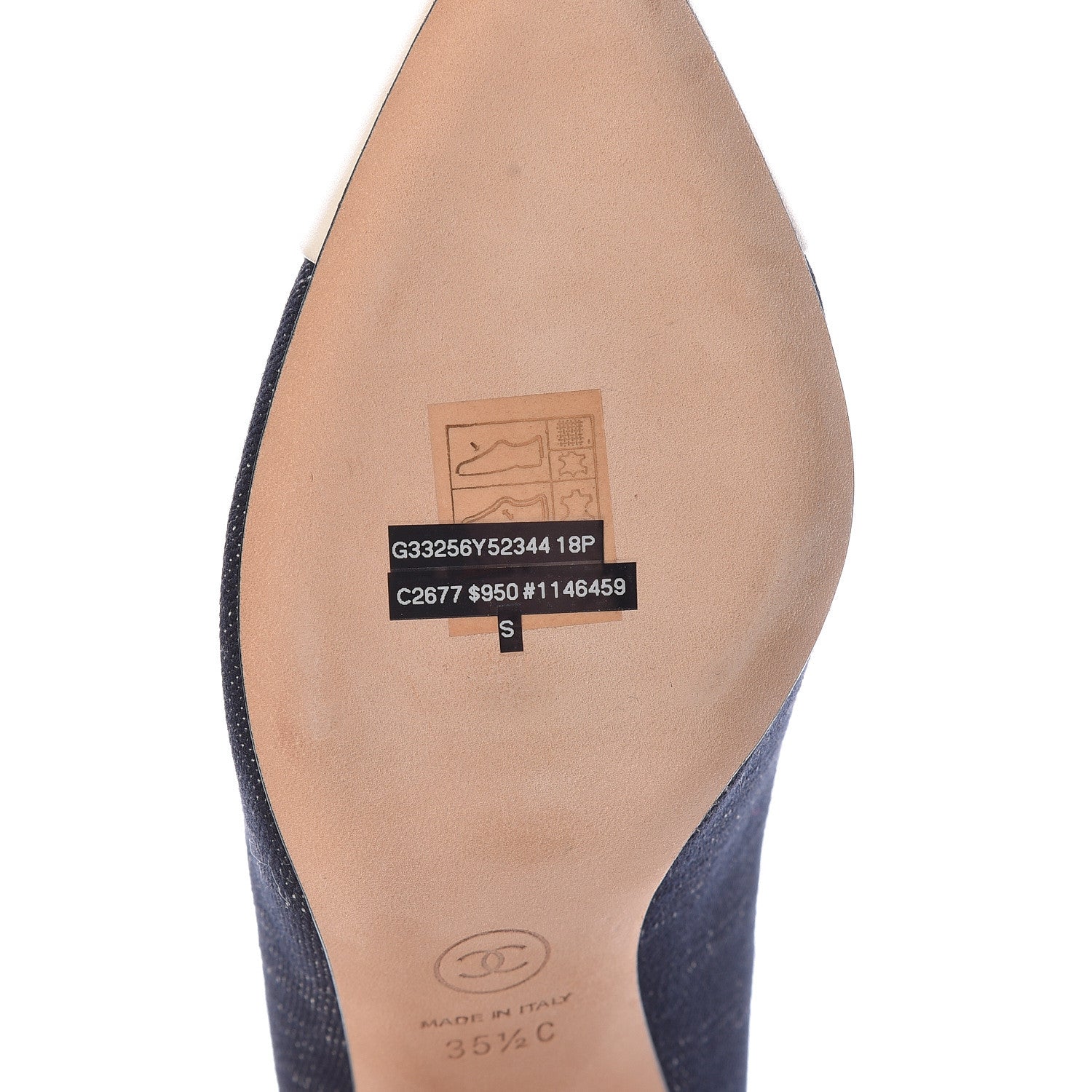 Chanel Lambskin Fabric Cap Toe Pumps 35.5 Navy 9 of 10