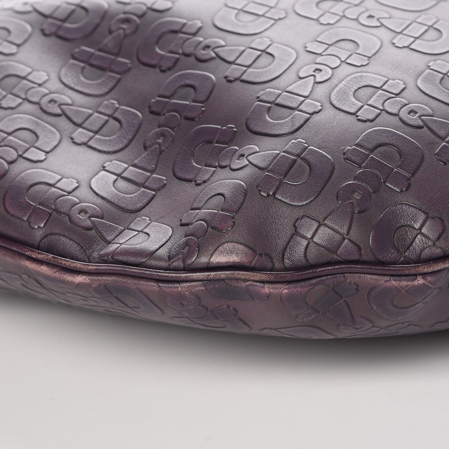 Calfskin Horsebit Embossed Glam Hobo Purple