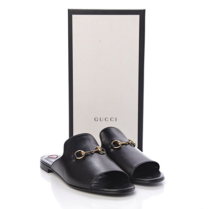 Gucci Malaga Kid Horsebit Slide Sandals 38.5 Black 10 of 10