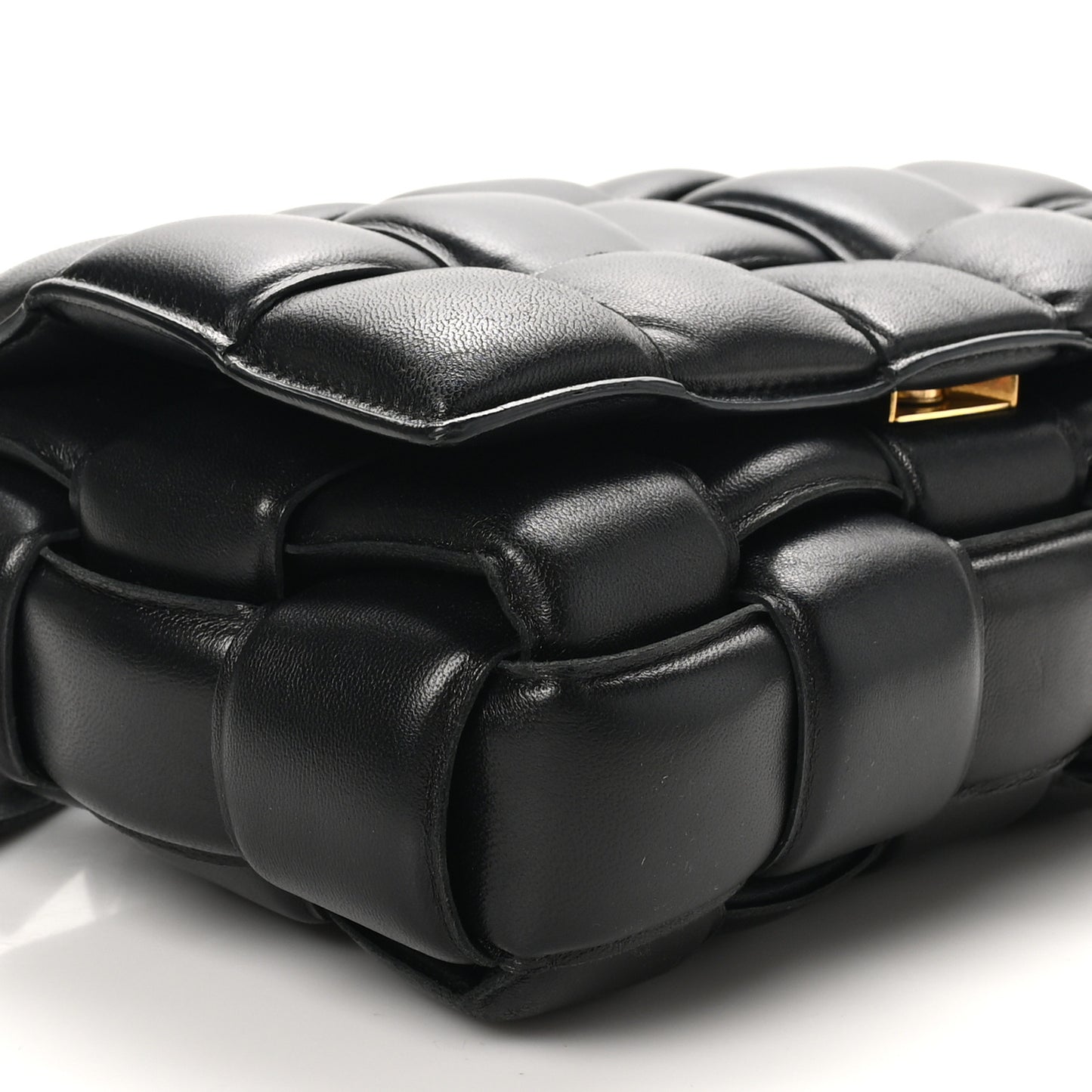 Nappa Maxi Intreccio Padded Cassette Crossbody Bag Black