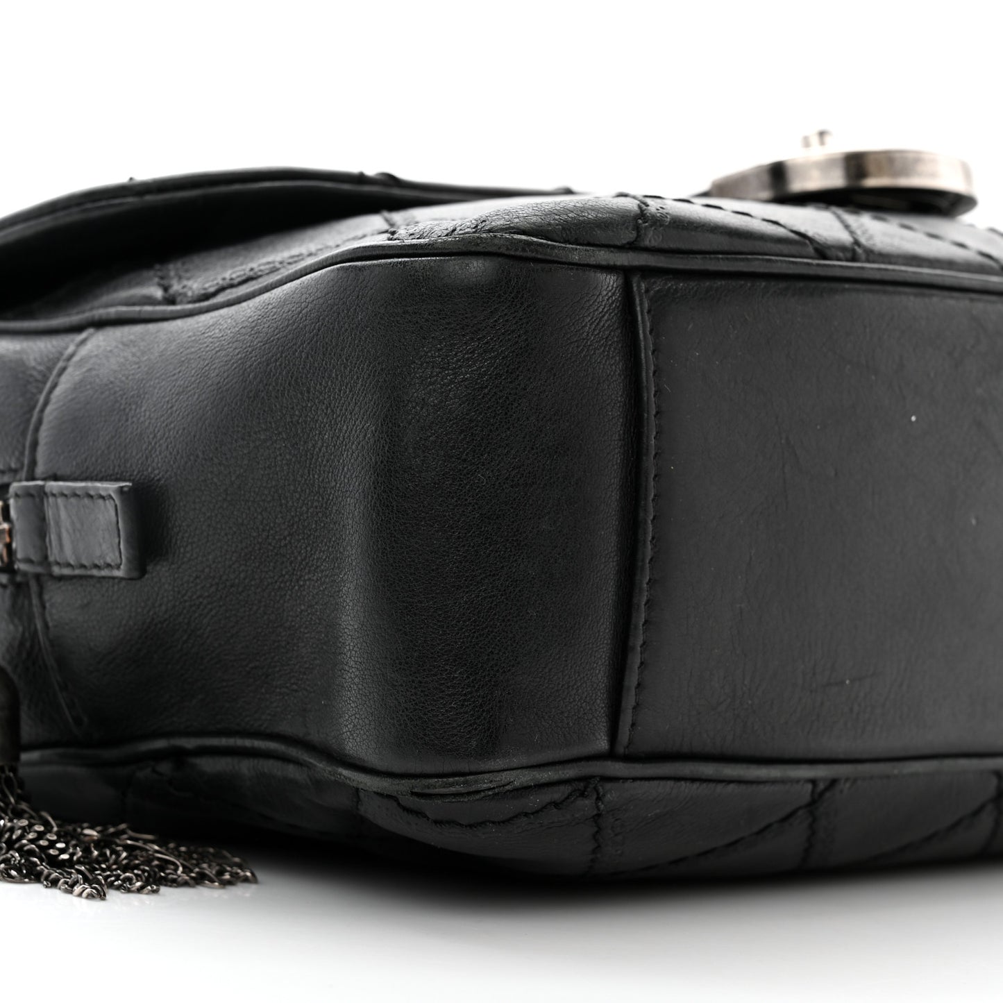 Calfskin Quilted Jumbo Coco Sporran Flap Black