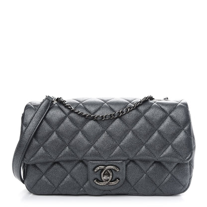 Chanel Metallic Calfskin Quilted Medium CC Eyelet Flap Dark Silver 1 of 8