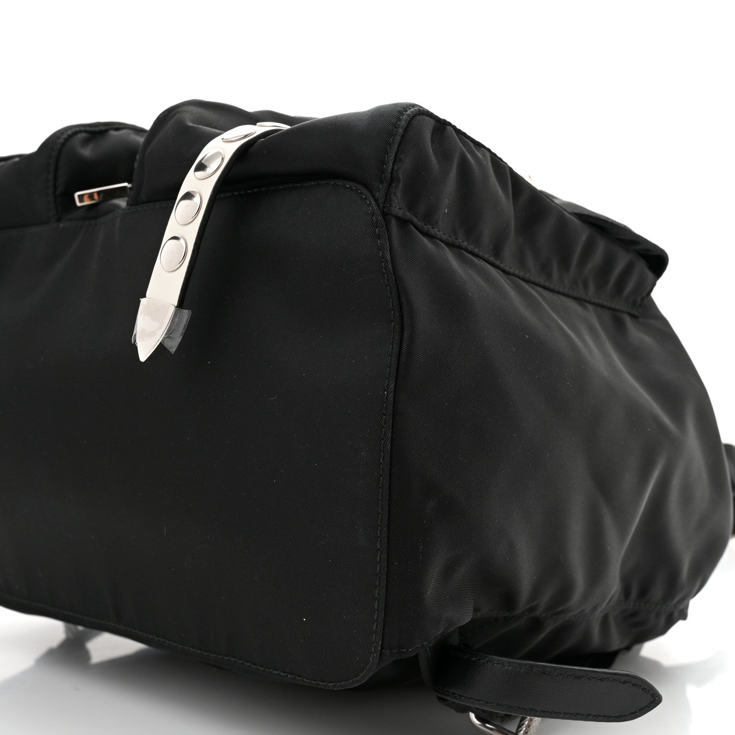 Prada Nylon New Vela Studded Backpack Black White 9 of 9