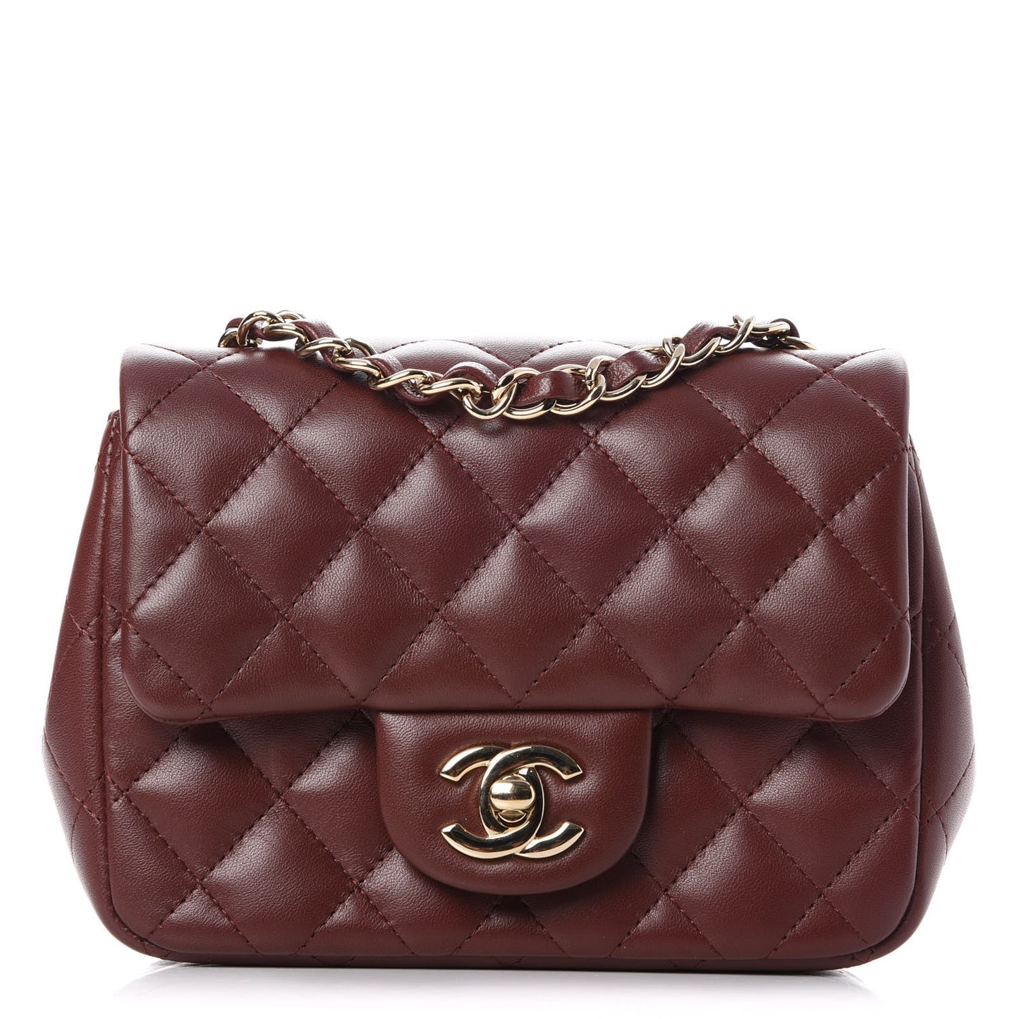 Lambskin Quilted Mini Square Flap Burgundy