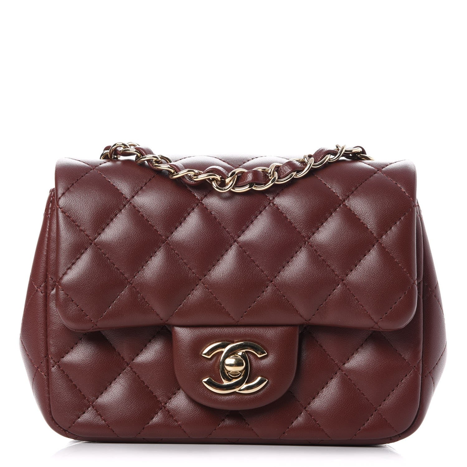 Chanel Lambskin Quilted Mini Square Flap Burgundy 3 of 8