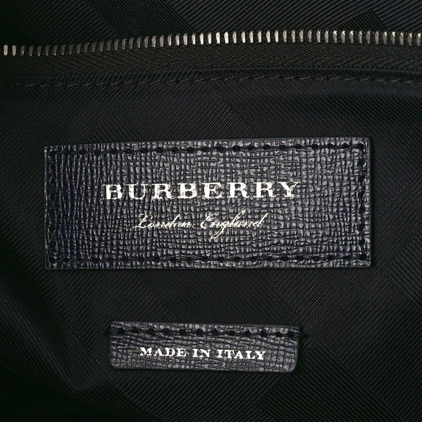 Textured Calfskin Barrow Briefcase Black Blue