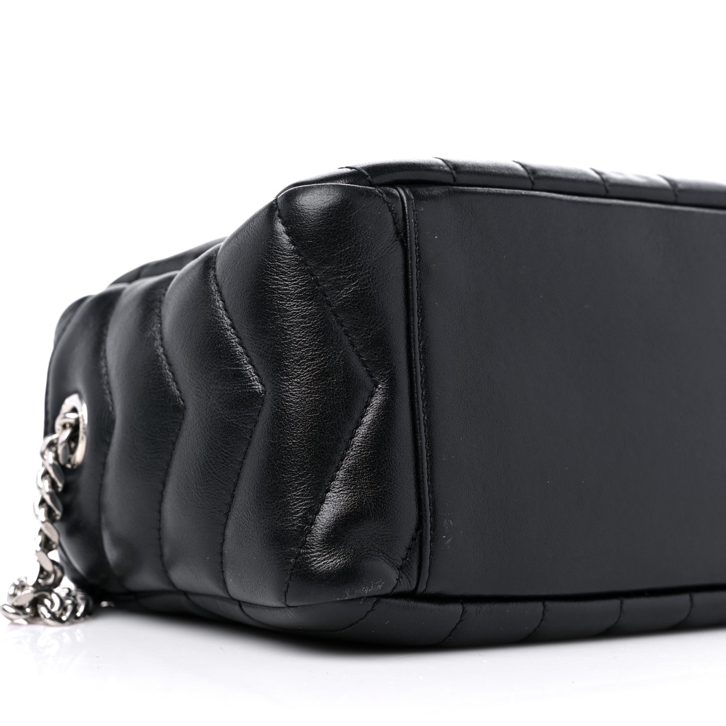 Calfskin Y Quilted Monogram Small Loulou Bowling Bag Black