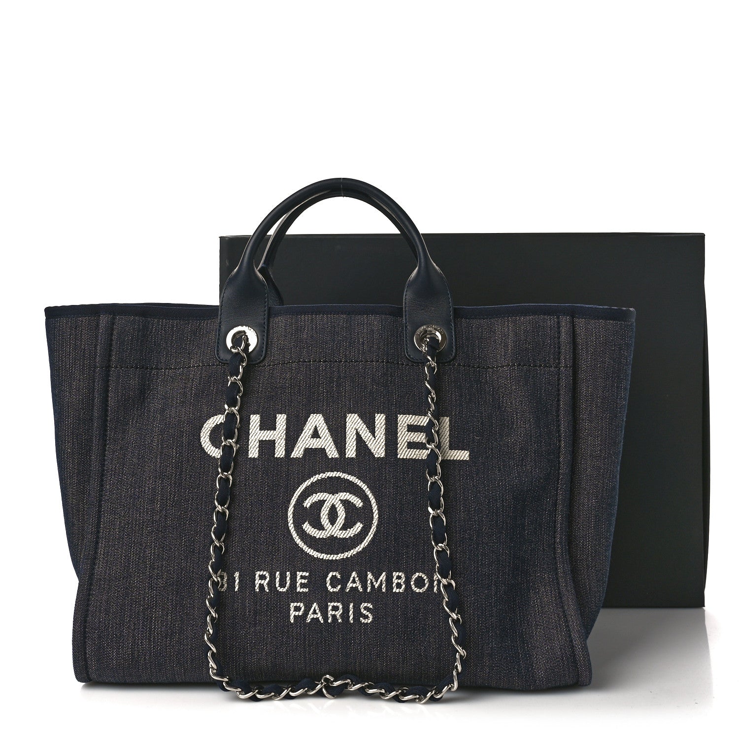 Chanel Denim Large Deauville Tote Dark Blue 10 of 10