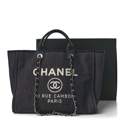 Chanel Denim Large Deauville Tote Dark Blue 10 of 10