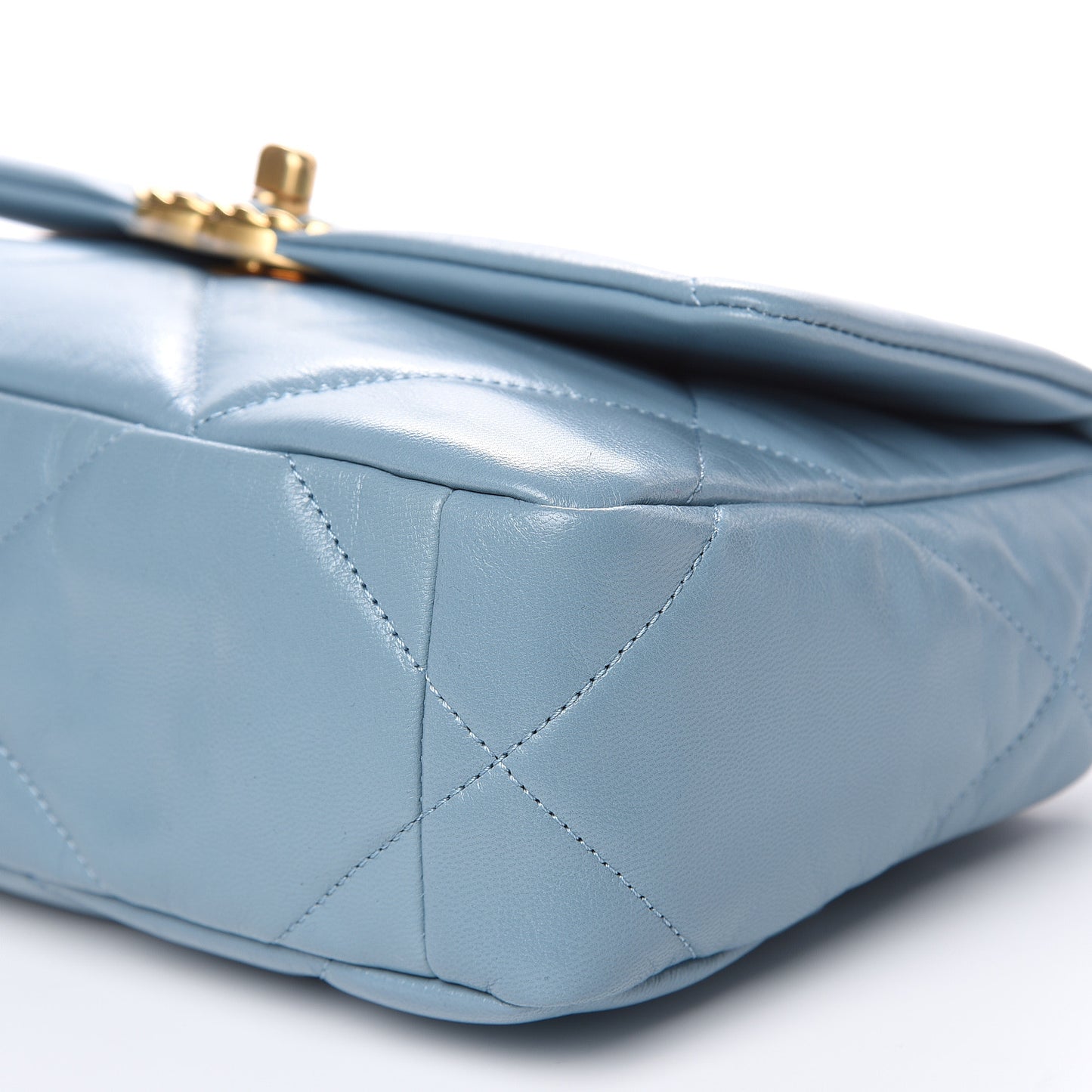 Goatskin Quilted Medium 19 Flap Blue