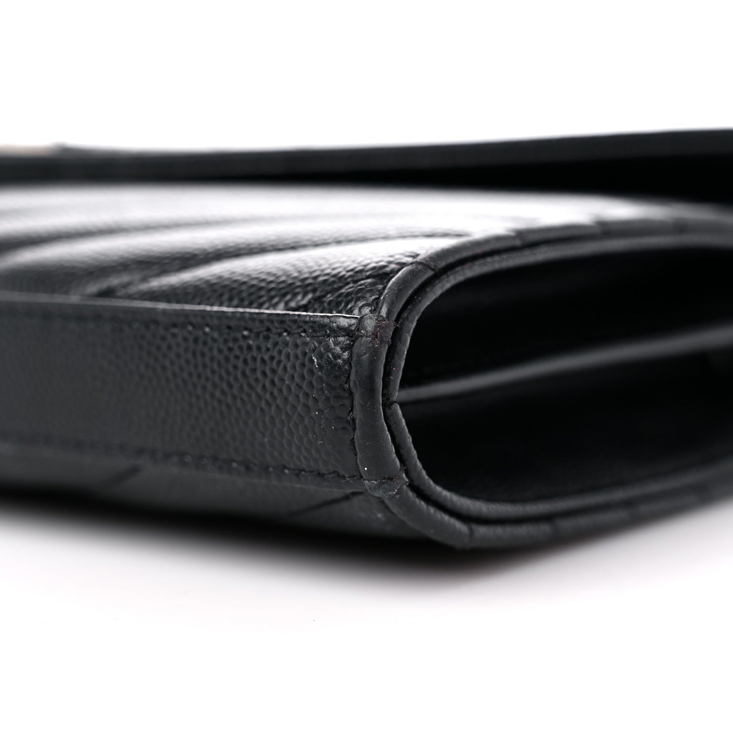 Grain De Poudre Matelasse Chevron Monogram Chain Wallet Black
