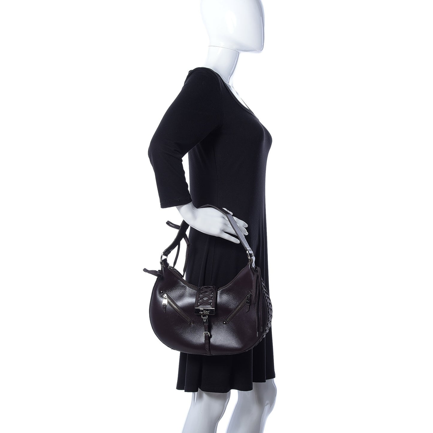 Calfskin Admit It Lace Up Hobo Black