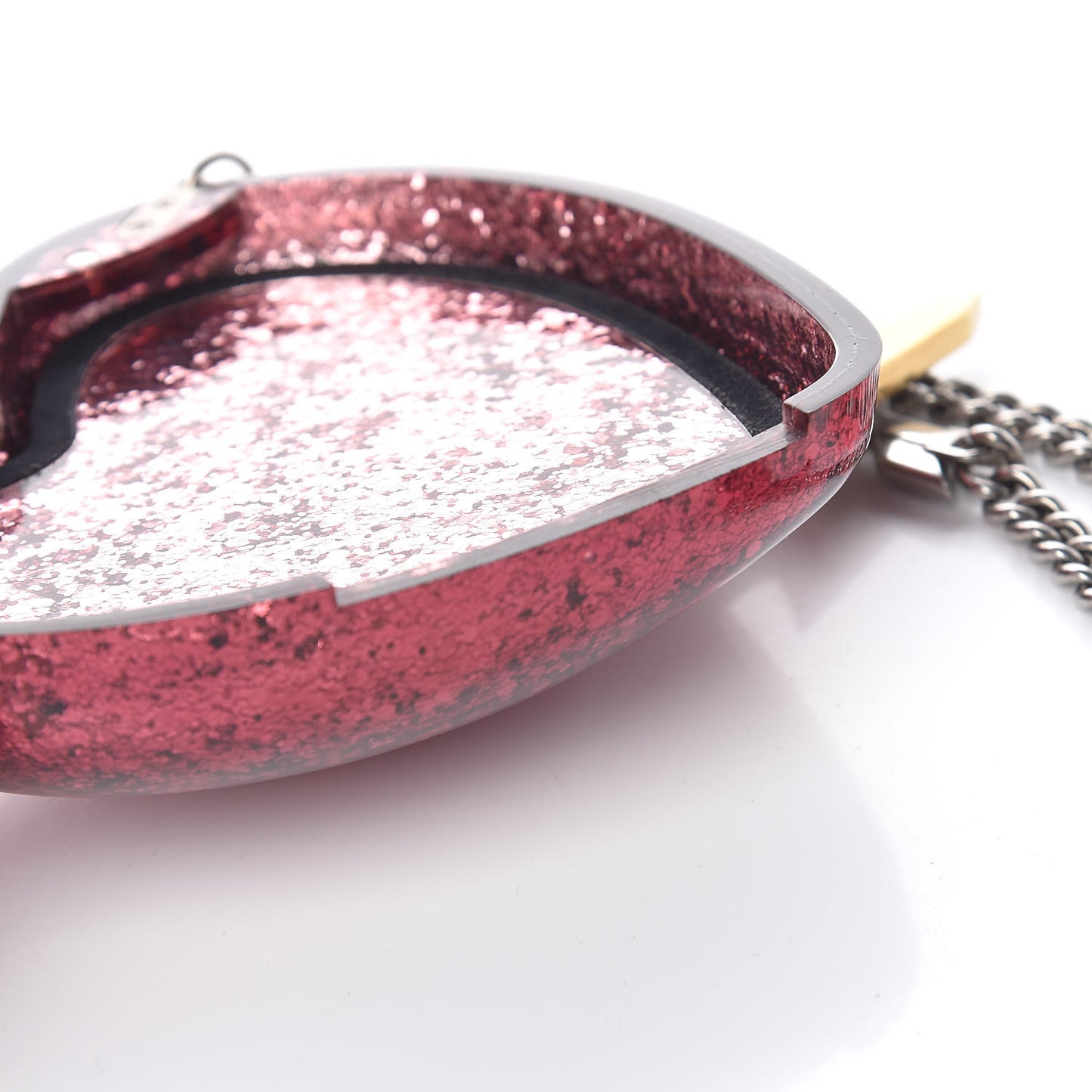 Glitter Resin Broadway Heart Minaudiere Clutch Fuxia