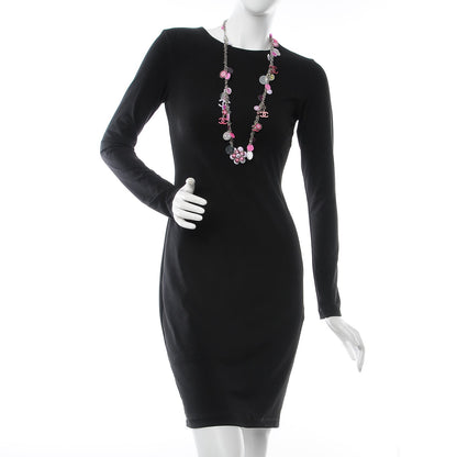 Chanel Enamel Plastic Flower Disc CC Necklace Pink Silver 3 of 12