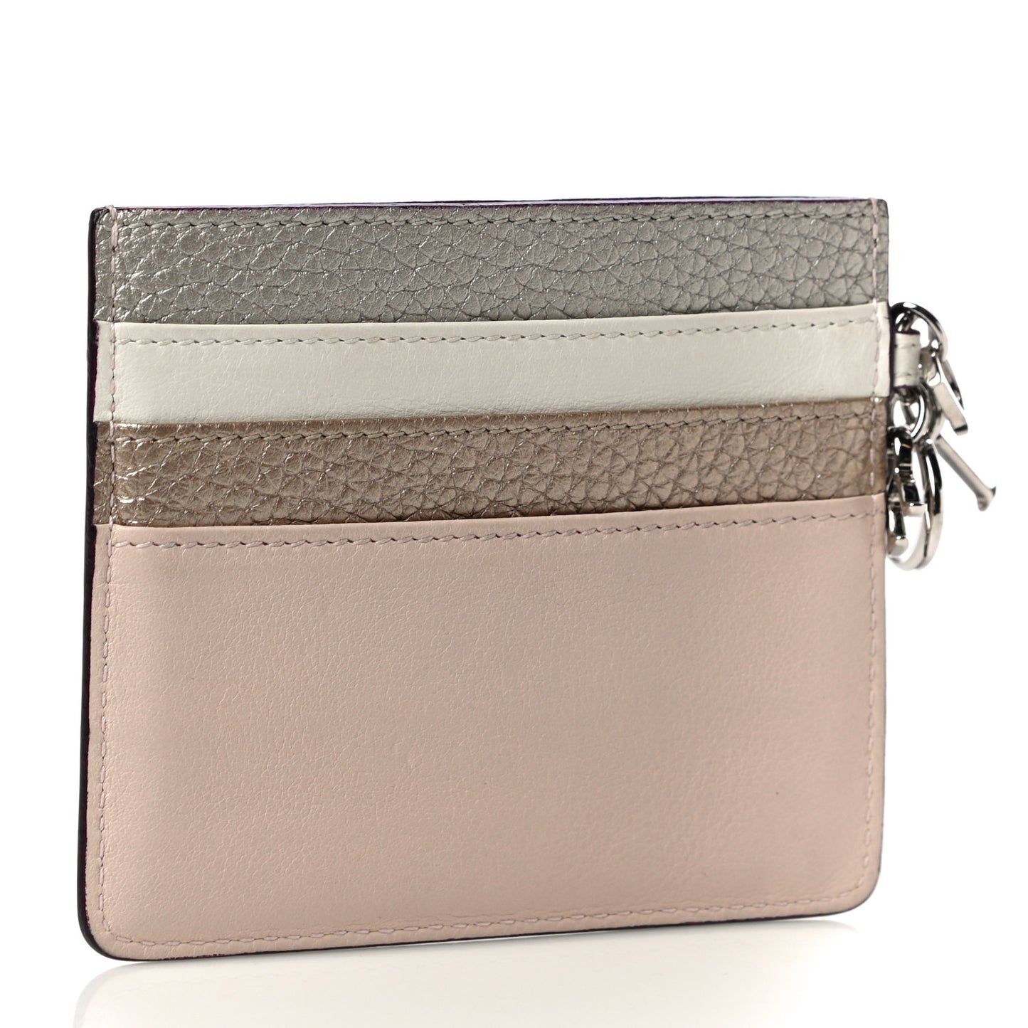 Grained Calfskin Card Holder Pink Multicolor