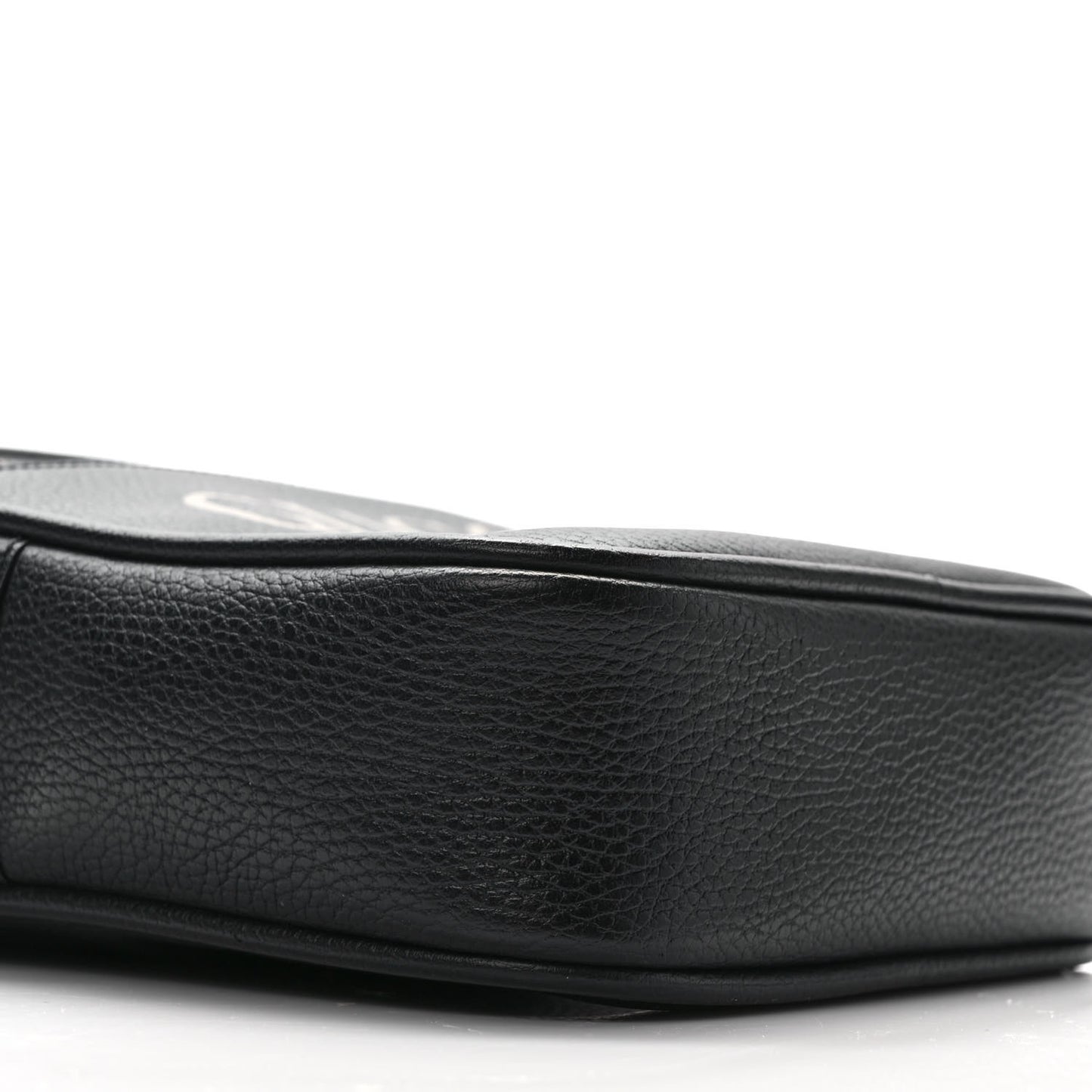 Grained Calfskin Logo Messenger Bag Black