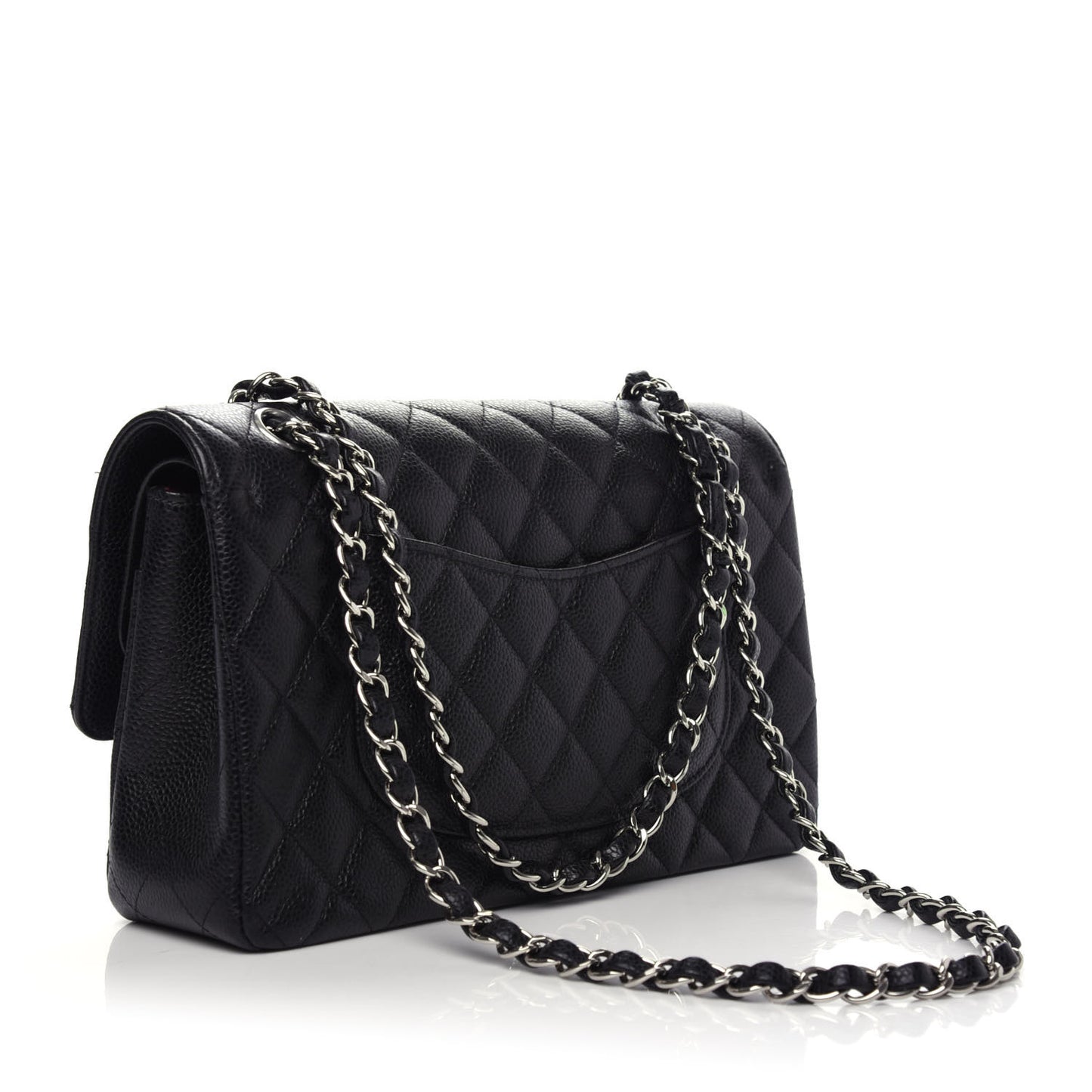 Caviar Quilted Medium Double Flap Black