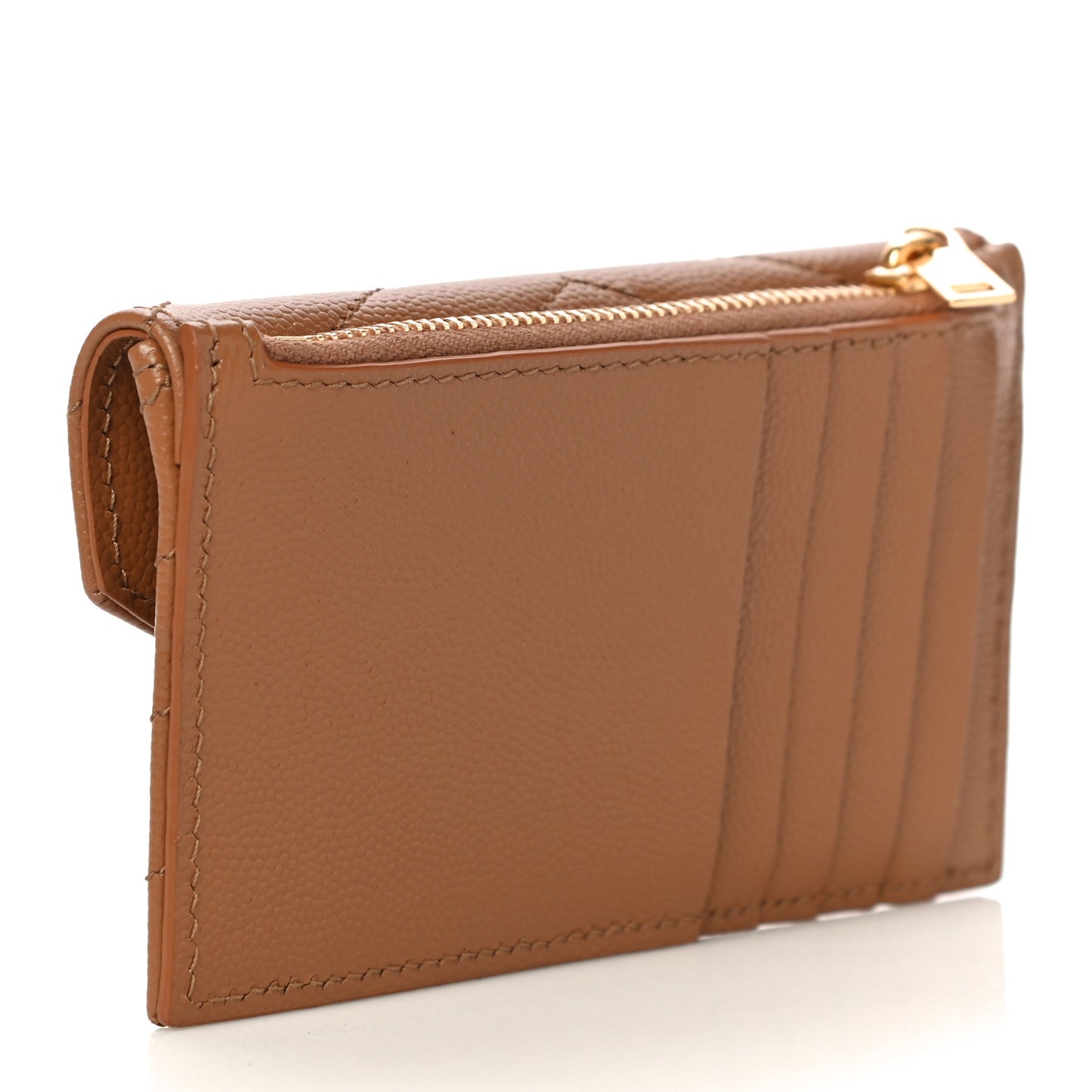 Grain De Poudre Matelasse Chevron Monogram Compact Wallet Natural Dark