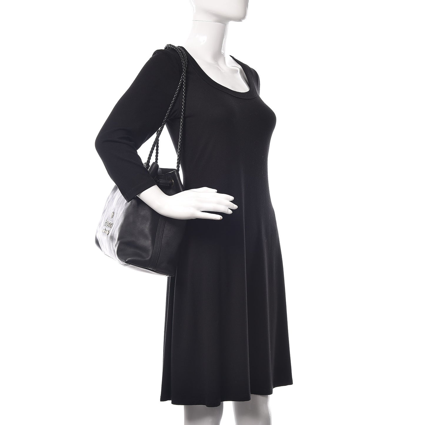 Calfskin Medium Braided Handle Gifford Tote Black