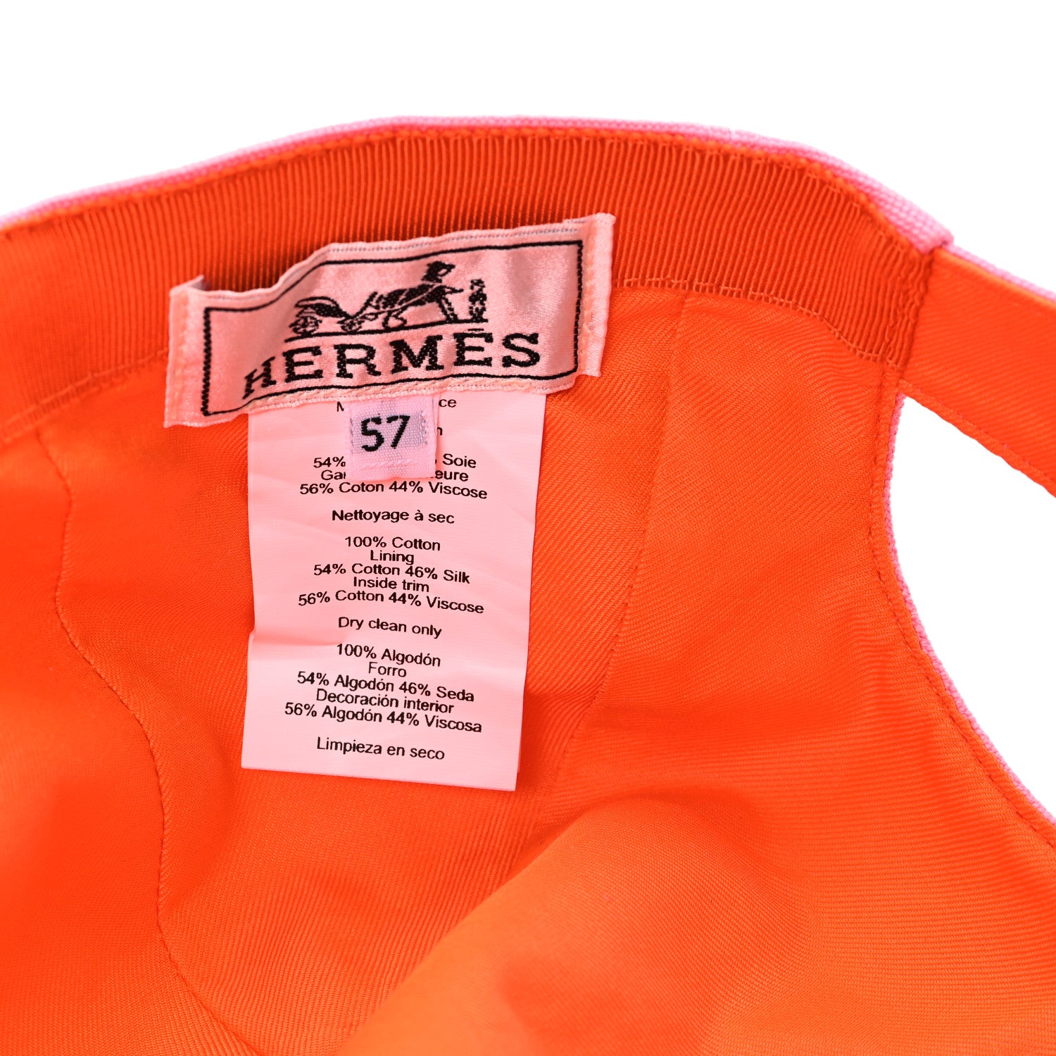 Hermes Cotton Davis Sunshine Hat 57 Rose 8 of 8