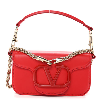 Valentino Garavani Calfskin Enamel Vlogo Small Loco Shoulder Bag Rouge Pur 1 of 9