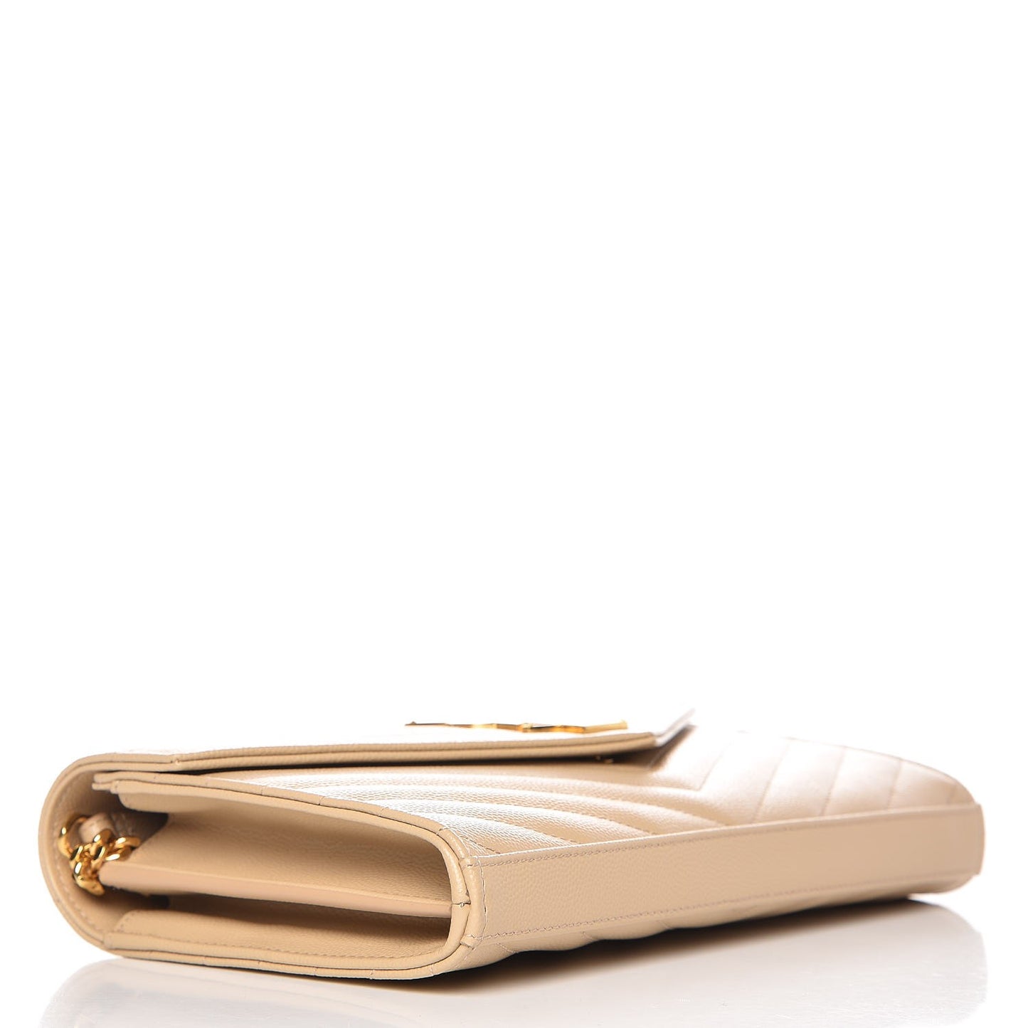 Grain De Poudre Matelasse Chevron Monogram Chain Wallet Nude Powder