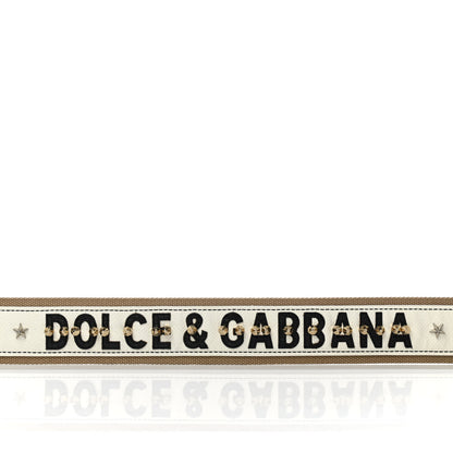 Dolce & Gabbana Canvas Dauphine Studded Bandistico Strap Beige White 4 of 8