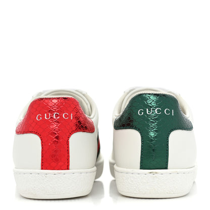 Gucci Calfskin Ayers Bee Embroidered Womens Ace Sneakers 37 White Green 4 of 10