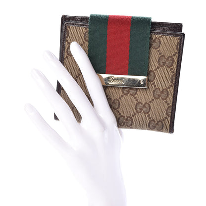 Gucci Monogram Ladies Web French Flap Wallet Dark Brown 2 of 10
