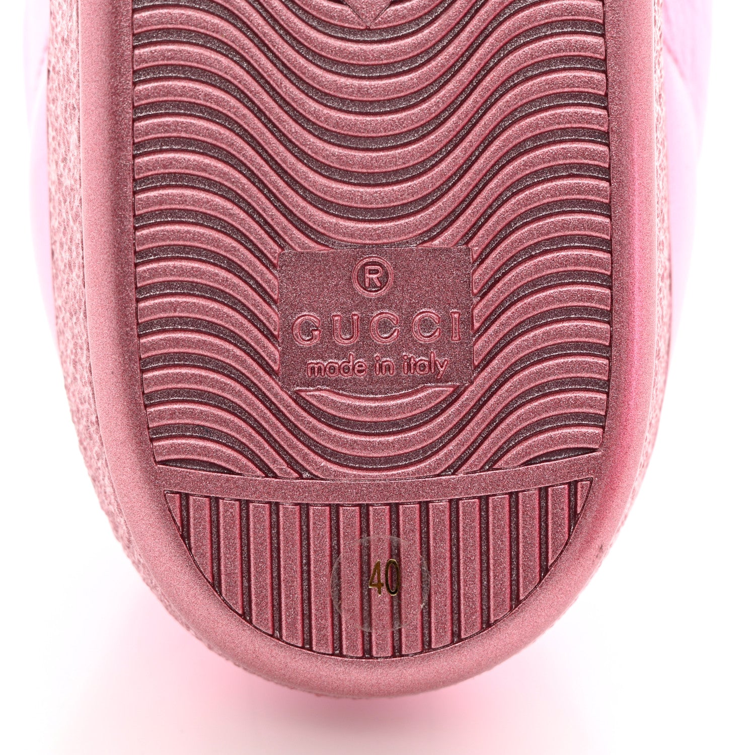 Gucci Metallic Nappa Interlocking G Perforated Womens Ace Sneakers 40 Rosa 8 of 11