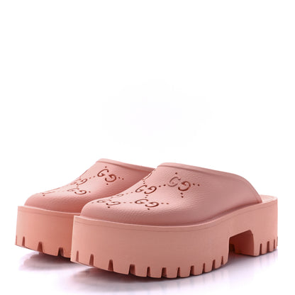 Gucci Rubber GG Monogram Perforated Elea Platform 55mm Lug Sole Sandals 40 Peachy Chic 3 of 10