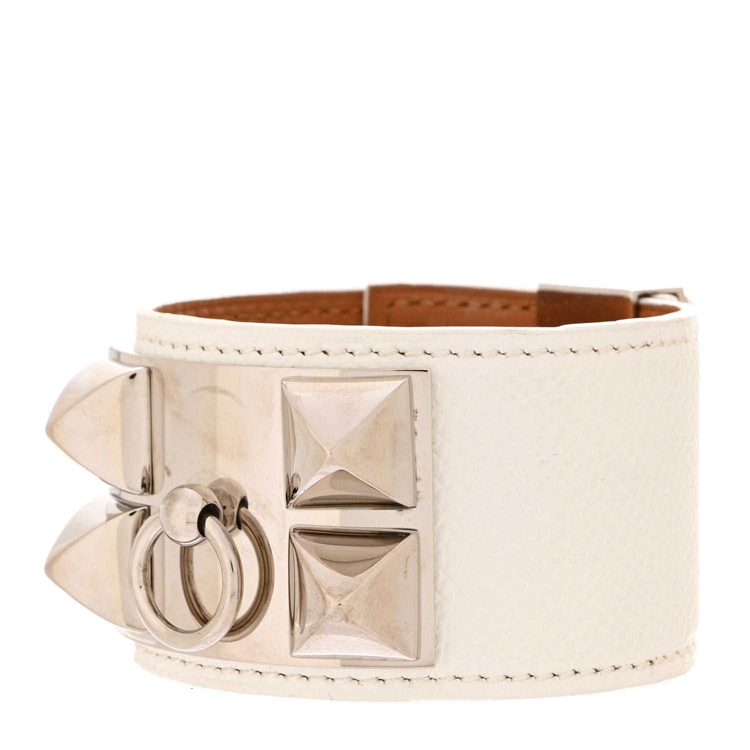 Hermes Epsom Collier de Chien CDC Bracelet S White 1 of 5