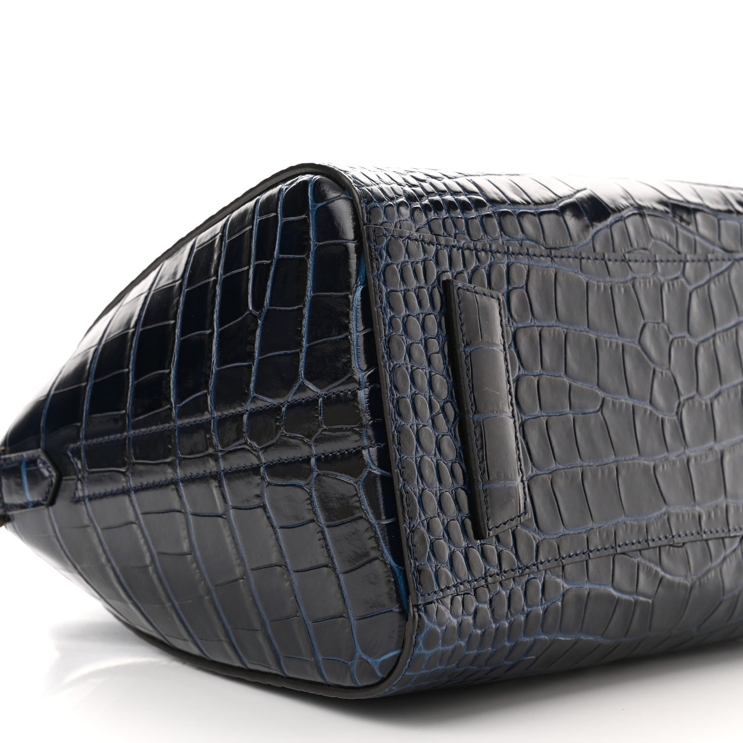 Calfskin Crocodile Embossed Small Antigona Deep Blue