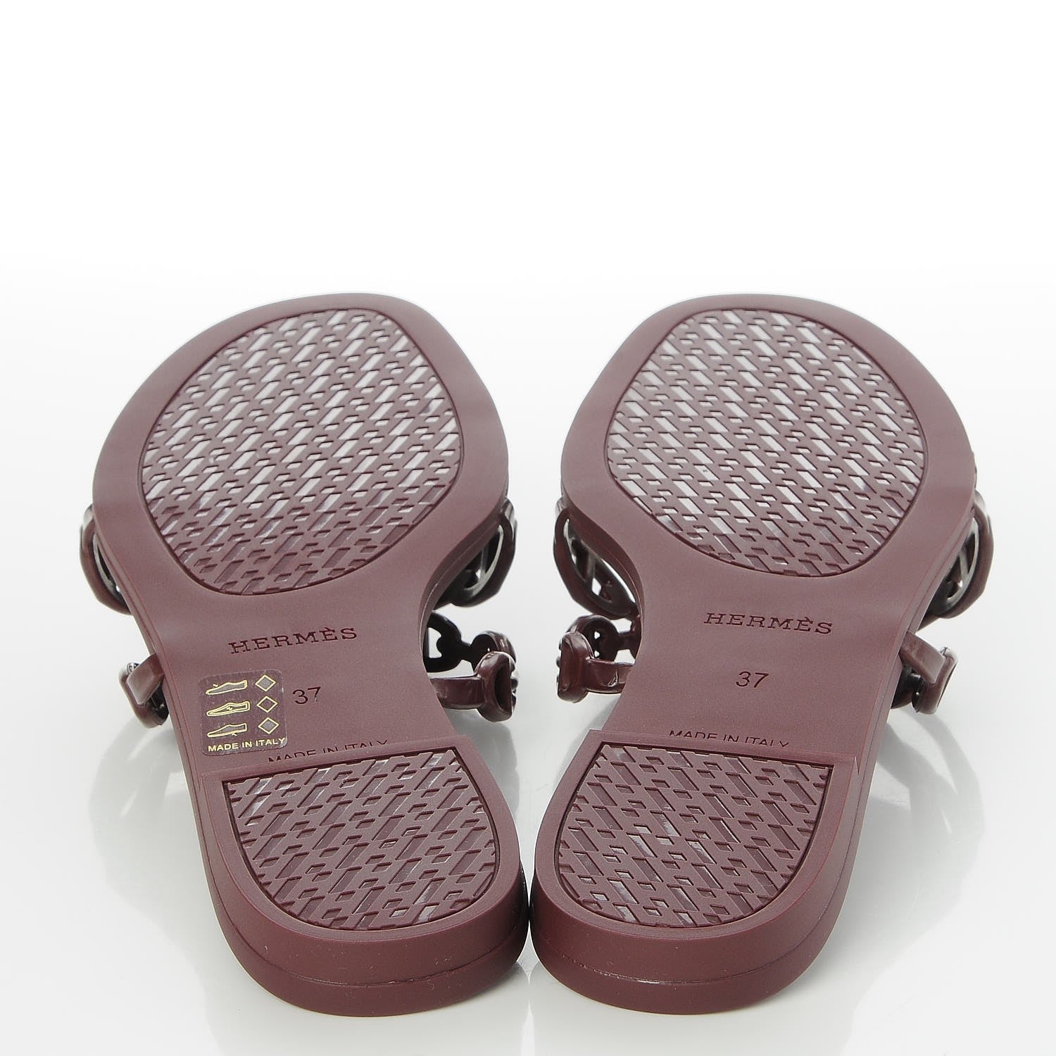 Hermes Rubber Chaine d'Ancre Rivage Sandals 37 Bordeaux 5 of 8