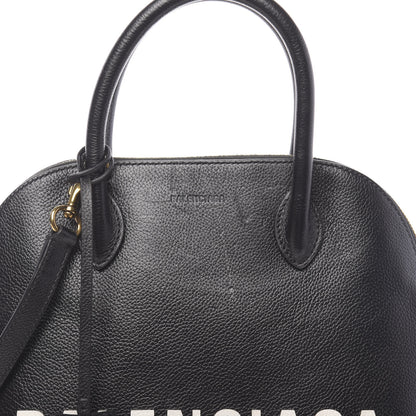 Balenciaga Grained Calfskin Logo S Ville Top Handle Bag Black White 10 of 10
