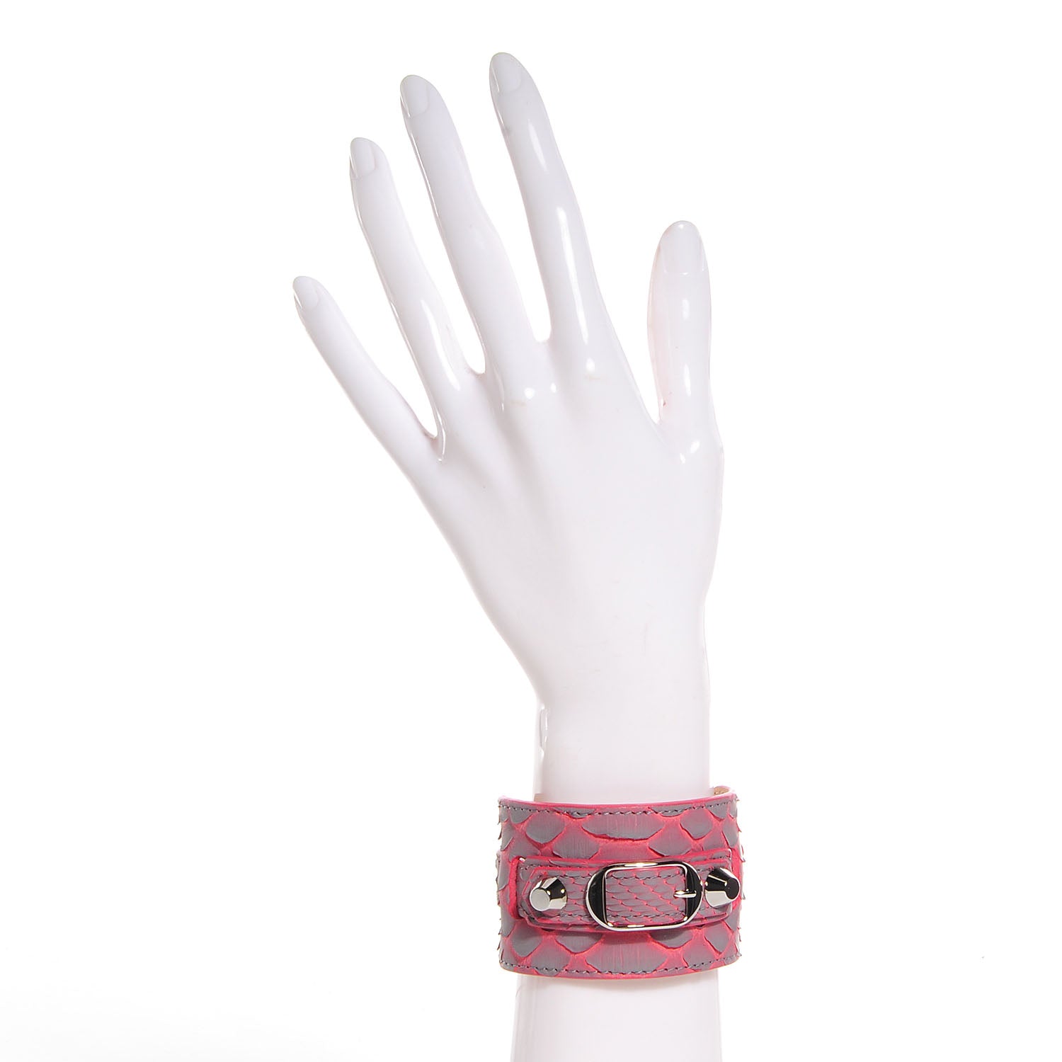 Balenciaga Python Ligne Classic Hardware Bracelet M Gris Perle Orange Pink 2 of 6