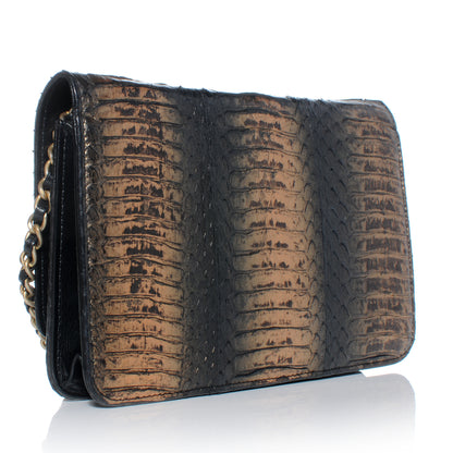 Chanel Python Wallet On Chain WOC Black and Gold 3 of 9