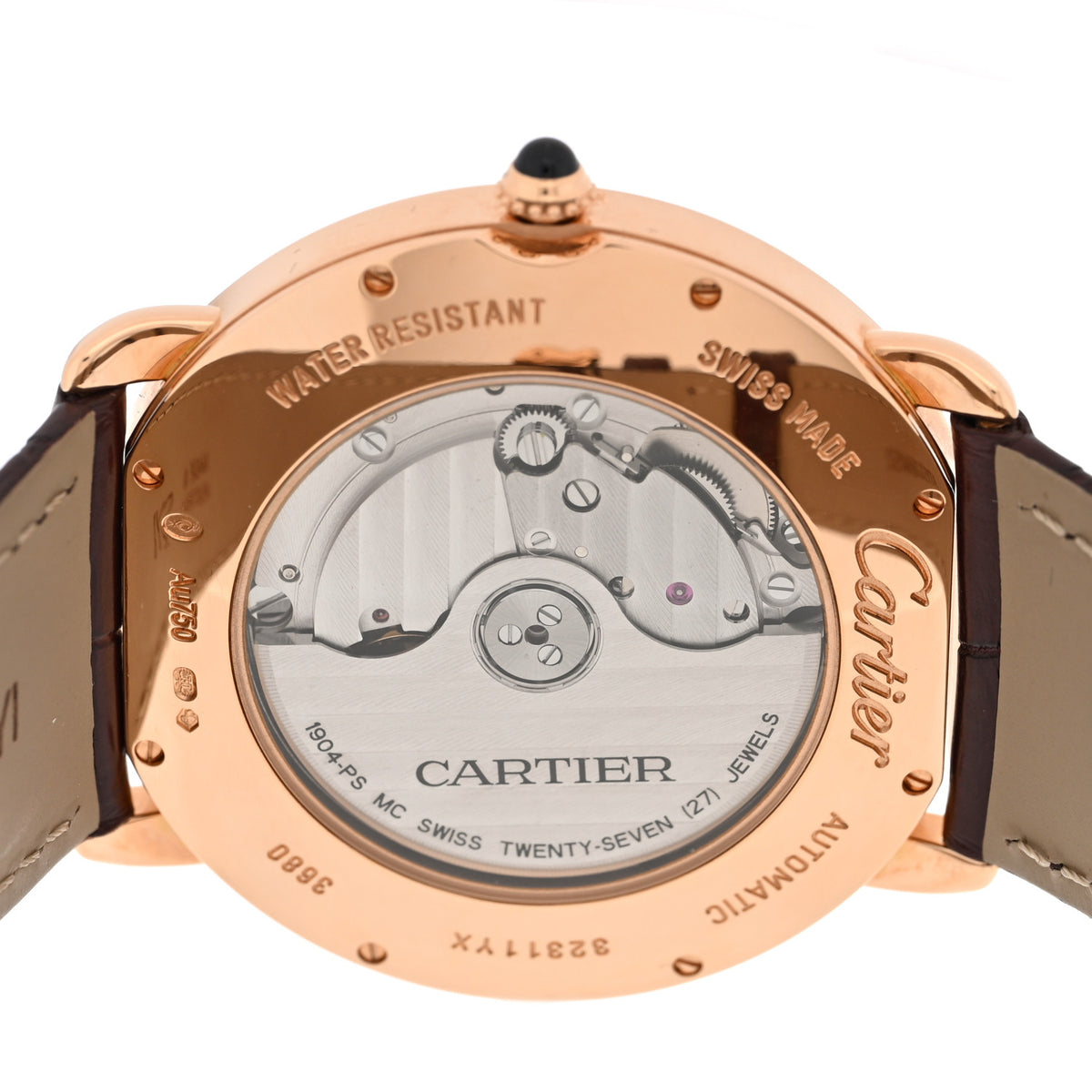 18K Pink Gold Alligator 40mm Ronde Louis Automatic Watch Brown