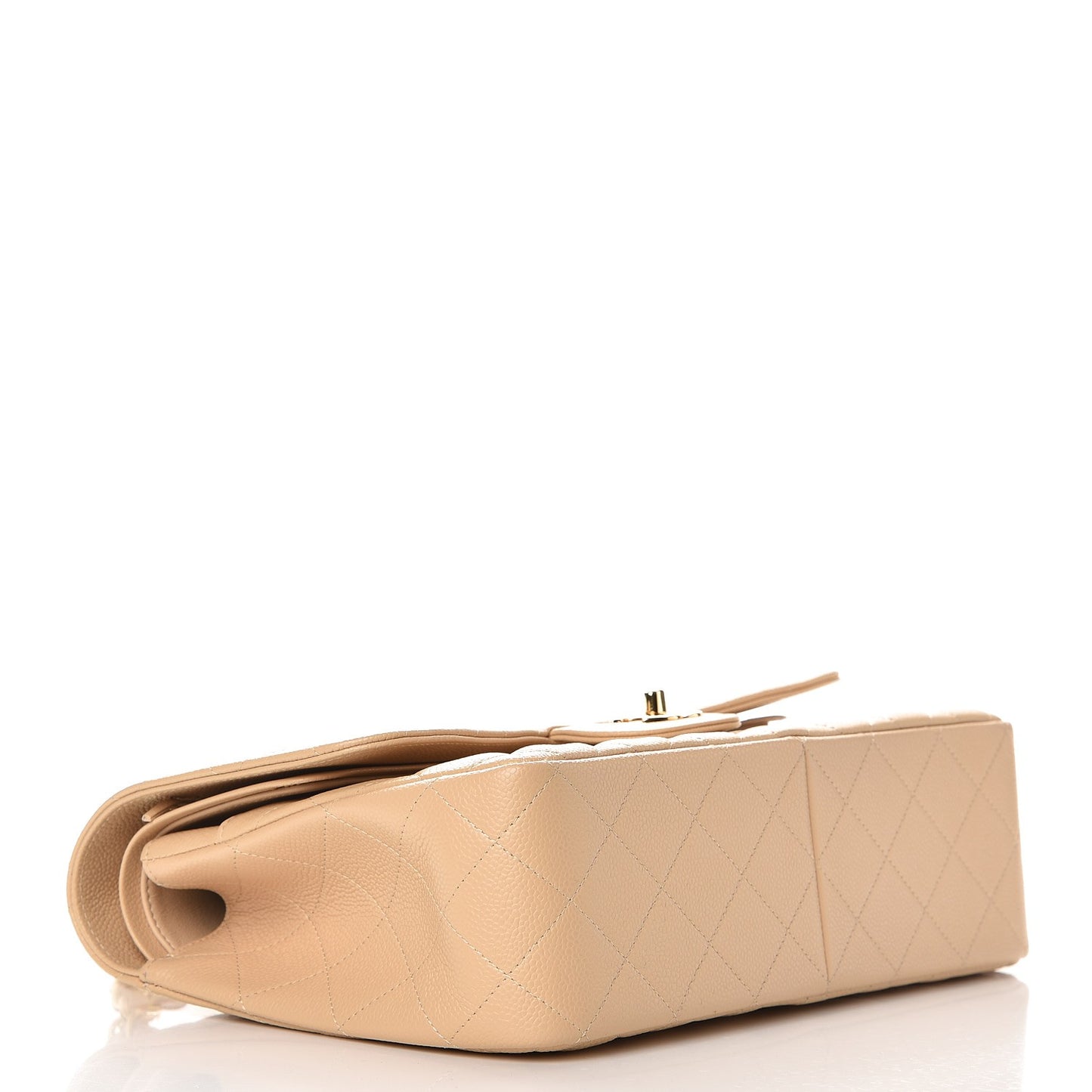 Caviar Quilted Jumbo Double Flap Beige Clair
